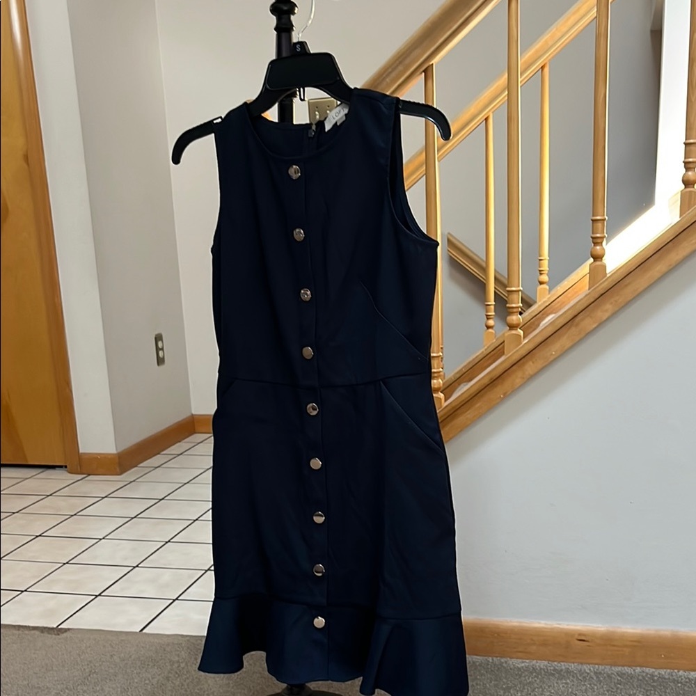 LOFT Elegant Navy Button-Down Dress- 2P
